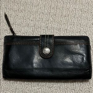 Fossil Black Leather Clutch Wallet
